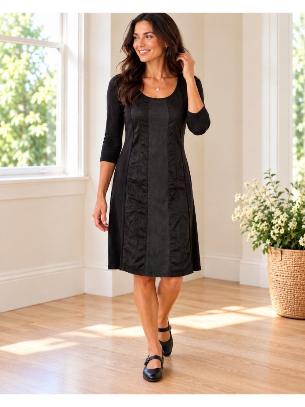 Prairie Underground Gray Dress 3/4 Sleeve Cotton Blend Made In USA Small